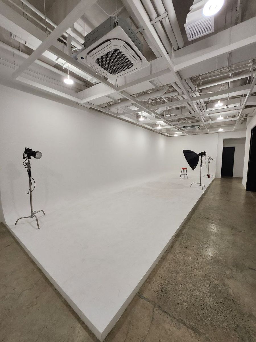 Studio 1 with its lights set up